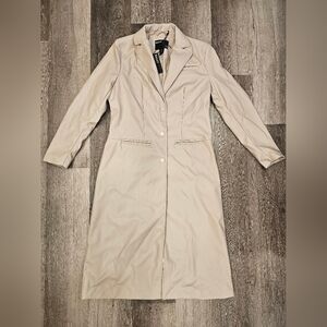 Bailey Elegant Cream Long Leather Coat Size MEDIUM